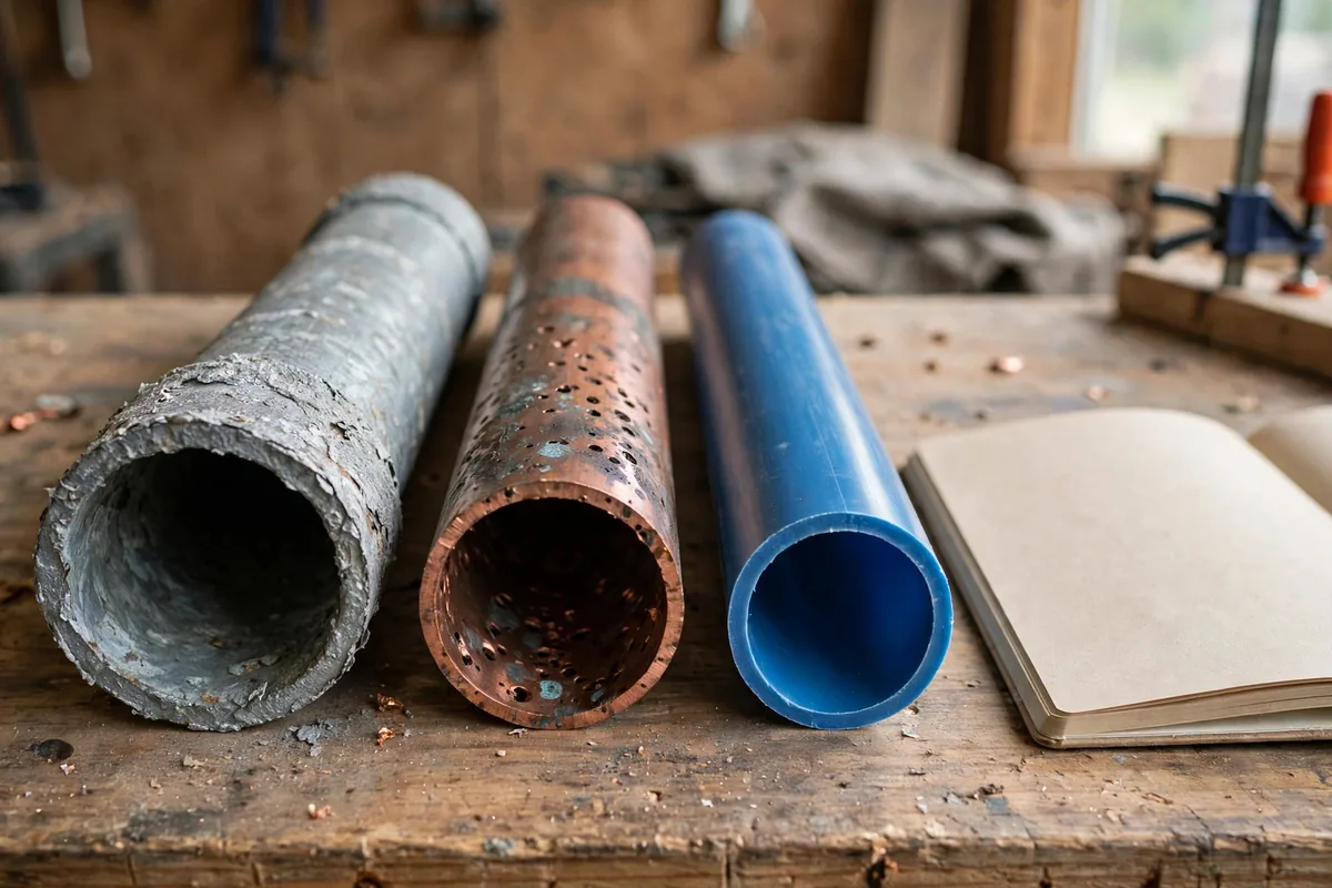Are Burst Pipes Common — Cut Pipe Sections From Different Decades Showing Wear