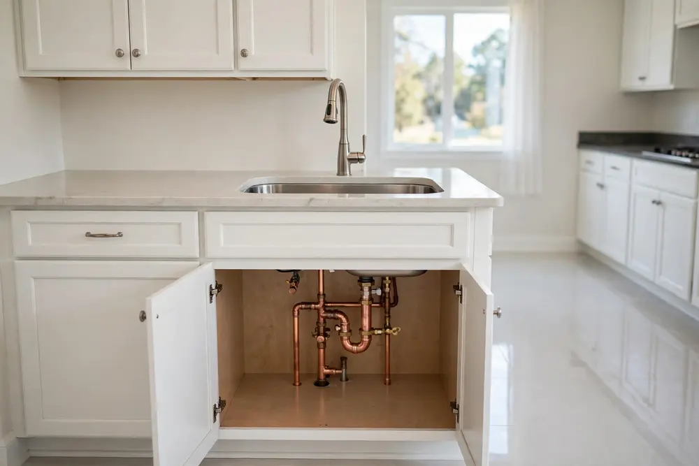 The same kitchen dry and restored after the burst pipe repair