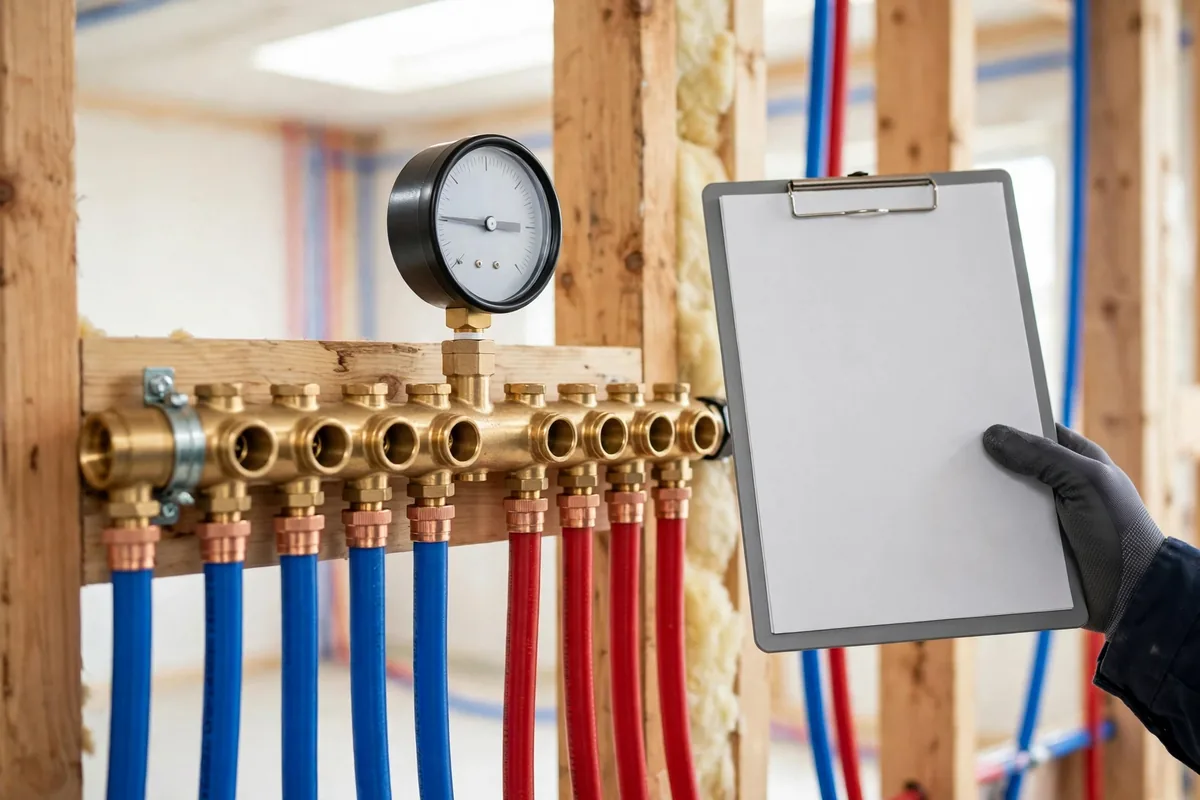 Whole House Repiping — A Pressure Gauge Holding Steady During The Final System Test